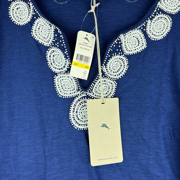 Tommy Bahama Top‎ Women Medium Royal Blue Keira Isle Of Bliss Tunic Beaded - Picture 10 of 16
